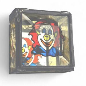 Vintage glass clown trinket box